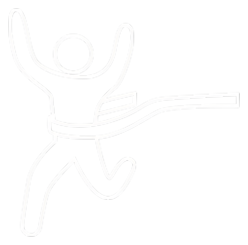 Person crossing finish line jubilantly.