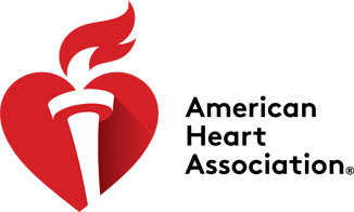 Red heart with torch flame logo.