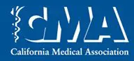 California Medical Association logo on blue background.